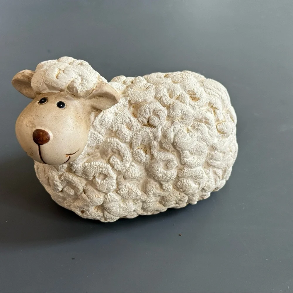 Resin Sheep Resting Lamb Art Pottery Garden Farm Nursery Decor Baby Shower Gift